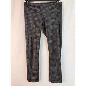 Lululemon Crop Leggings Polka Dot Athletic Yoga Pants‎ Black Gray Size 4